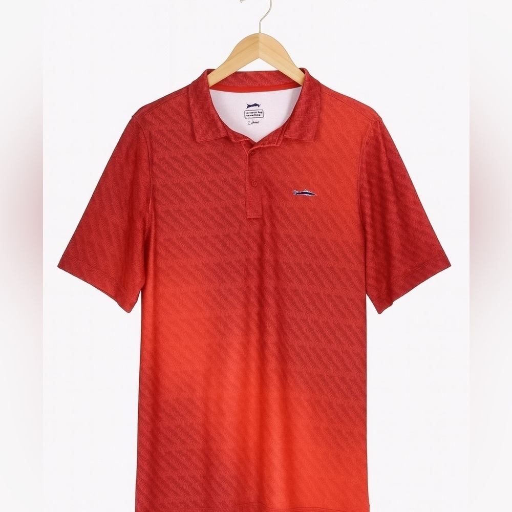 Slazenger Golf Men's Size Large Red Lightweight Polyester Blend Gold Polo